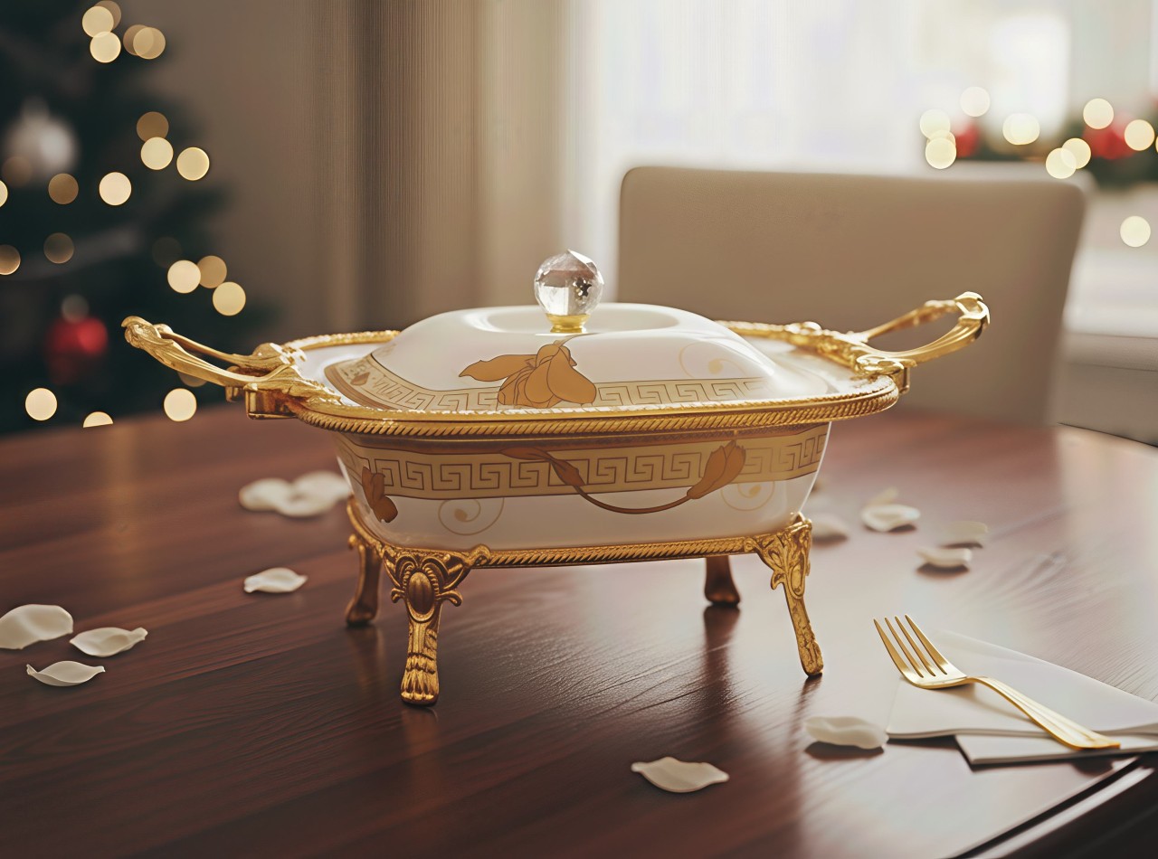 Wadah Saji Persegi Klasik motif Lily M35